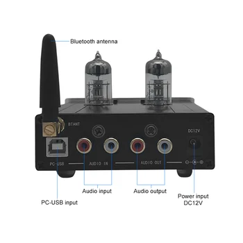 AIYIMA Bluetooth 5.0 6J3 Vacuum Tube Preamp za Domači Kino USB DAC Hi-fi Ojačevalec Preamplifier Visoki, Nizki Ton Nadzor DC12V