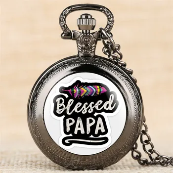 Vintage Watch Blagoslovljeni Papa Temo Quartz žepna ura Srednje Velikosti, Ogrlico, Obesek, Ure, Darila za Dan očetov Nov Prihod 2019