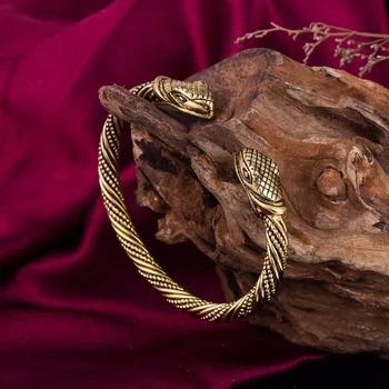 Skyrim Kovinska Kača Glavo Odprite Zapestnice & Bangles Viking Indijski Nakit, Pribor za Verske Kača Človeka Manšeta Zapestnica