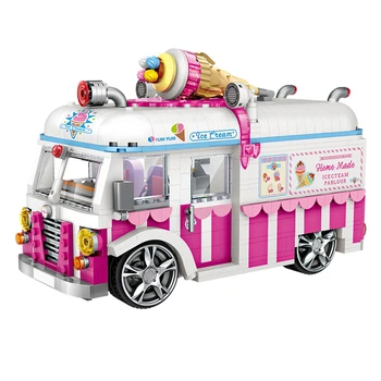 Risanka Mesto Hot Dog Voziček Avto Caterham Vozil Sladoled Tovornjak Mini Micro Diamond Gradniki Nanobricks Igrače Za Otroke Darilo