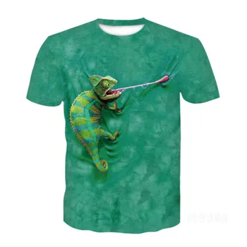 Žaba panda natisnjeni T-shirt kratek rokav, 3D T-shirt, fantje in dekleta T-shirt, pet plaži, otroška oblačila 4t-14t