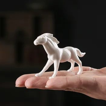 Elegantno Darila Pure White Horse Porcelana Čaj Pet Okraski, Home Decor Srčkan Živali, Figur Obrti Bonsaj Pravljice Vrt Keramični