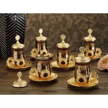 Turški Čaj Zlata turški Čaj Pokal Set Šestih osebnost za dvajset štiri kose