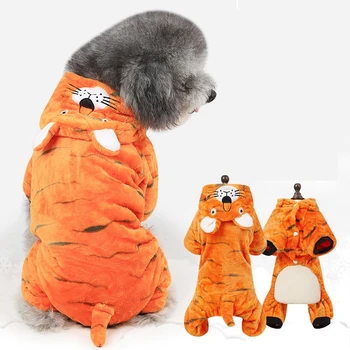 Cartoon Živali Pes Mačka Kostum za Majhne Pse, Mačke Toplo Runo Pet Jumpsuit Pižamo za Chihuahua Yorkies Oblačila Kuža Oblačila