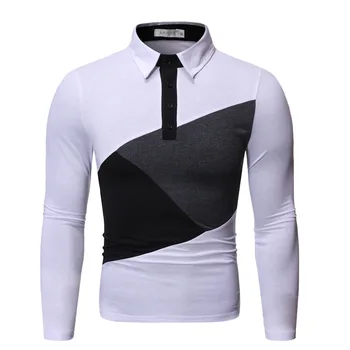 ZOGAA 2021 Men 's Long Sleeved Majica Polo Moški' s Mozaik River Priložnostne Vrhu Modnih Športnih Ulične Stand-Up Kravato Gumb Majica