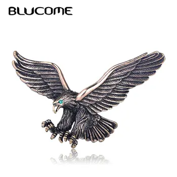 Blucome Letnik Antique Silver Barve, Nakit Flying Eagle Broška Moških Fantje Šal Obleko Pribor Ptica Zatiči Rojstni Dan Darilo