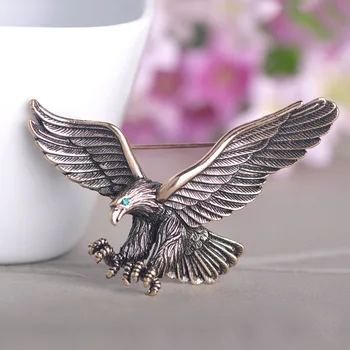 Blucome Letnik Antique Silver Barve, Nakit Flying Eagle Broška Moških Fantje Šal Obleko Pribor Ptica Zatiči Rojstni Dan Darilo
