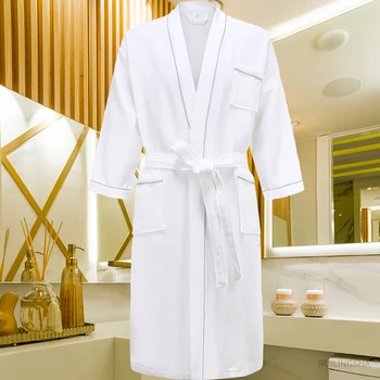 Bombaž Hotel Dolgo Kimono Vaflji Kopel Robe za Ženske Plus Velikost Poletje Znoj Brisačo, kopalni plašč Femme Hišna Obleke Moške Sleepwear