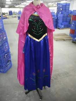 Snow Queen Princesa Anna Narejen Cosplay Kostum Za Odrasle Ženska S Plašč Kronanje Obleko Plus Velikost