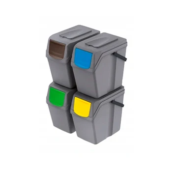 Sklop 4 smeti/recycling kocke 100L (4x25L) Prosperplast plastičnih Sortibox v sive barve, antracit & White