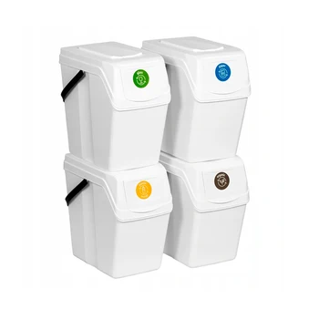 Sklop 4 smeti/recycling kocke 100L (4x25L) Prosperplast plastičnih Sortibox v sive barve, antracit & White