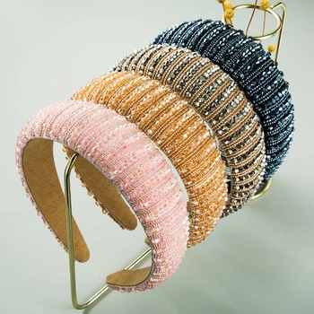 Eksplozije Design Baročno Polno Pisane Kristalne Glavo Razkošno Sead Beaded Hairband za Ženske Poročne svate Headpieces