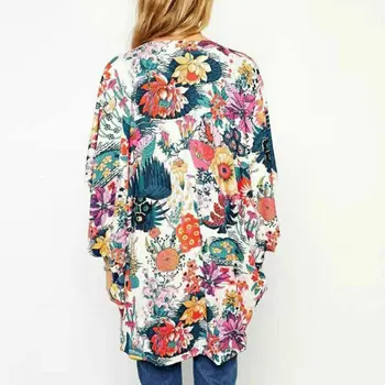 Plus Velikost Seksi Žensk Fashion Lace Svoboden Cvetlični Kimono Počitnice Jopico Lady Poletnih Vrh Bluzo Plašč