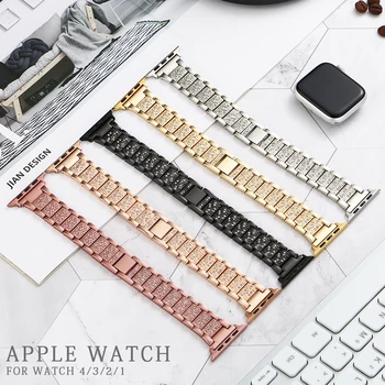 Diamond Band + Primeru Za Apple Watch 6 5 4 40 mm 44 iWatch Series 3 2 1 38 mm 42mm Zapestnica Apple ura iz Nerjavečega Jekla, Trak