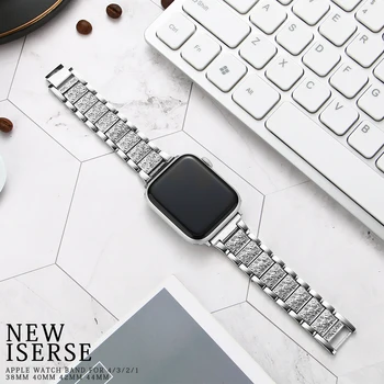 Diamond Band + Primeru Za Apple Watch 6 5 4 40 mm 44 iWatch Series 3 2 1 38 mm 42mm Zapestnica Apple ura iz Nerjavečega Jekla, Trak