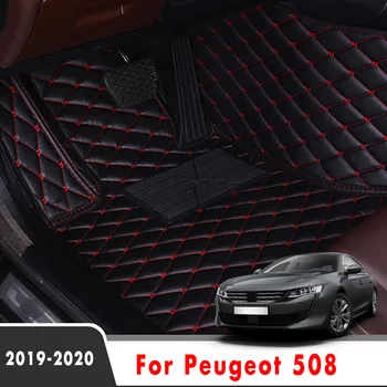 LHD Za Peugeot 508 2020 2019 508L Avto predpražnike Notranje zadeve Styling Deli po Meri Nepremočljiva Usnja Auto Dodatki Stopalo Blazinice