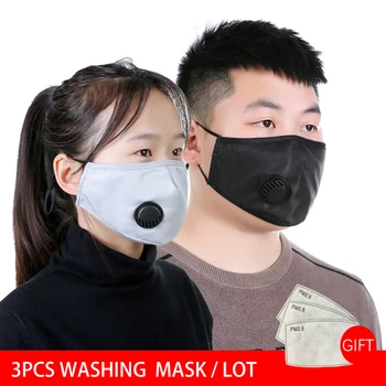 3PCS/20FILTERS Fashion Obraza Masko za Prah Ventil Proti Onesnaževanju Meglica Dihalno Masko Pm2.5 Prahu Filter Zaščitni Usta Pranje Maska