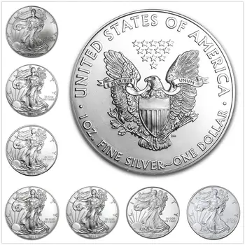 1987-2020 1 oz Ameriški Silver Eagle Kovanec Silvered Kip Svobode srebrnik Srebrna Bar Št Magnetni Izvod