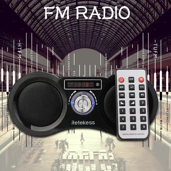 RETEKESS V113 Radijski Sprejemnik FM Stereo Prenosni Tranzistor Podporo Predvajalnik Glasbe Mp3 Zvočnik Micro SD, ČE Kartica AUX Daljinsko F9203M