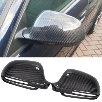 Ogljikovih Vlaken Avto Rearview Mirror, Prevleke Za Audi A4 B8 S4 RS4 A6 2008-2011 Q3 Vse Strani Ogledalo Zajema Kape brez Stranskih Pomoč
