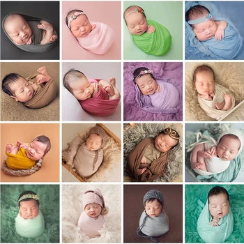 Močno Raztezajo Novorojenčka Zaviti Mehko Elastično Otroška Fotografija Swaddling Barva Odejo Dojenčka Foto Rekviziti Dodatki, 40*160 cm