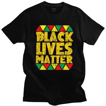 Classic Vintage Black Življenja Važno, Majica s kratkimi rokavi Moški Kratkimi Cotton Tee O-vratu Prosti čas African American Ponos T-shirt BLM