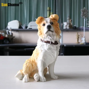Ustvarjalne Mejni Škotski Ovčarski Pes Simulacije Pes Model Sedel Držo Preprosta Sodoben Okraski Obrti Figurice Miniature Kiparstvo Darilo