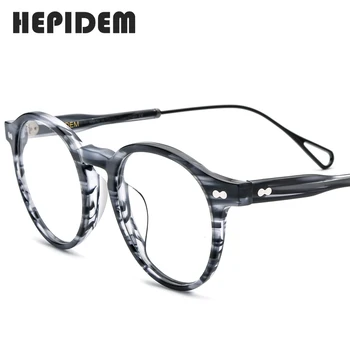 HEPIDEM Acetat Optični Oči Očal Okvir za Ženske Retro Vintage Okrogle Očala Moških Nerd Recept Očala Očala 9121