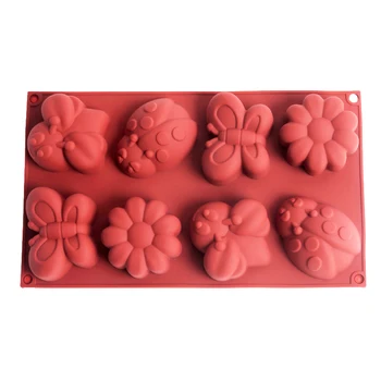 Cvet Silikonski Milo Plesni Insektov Obliko 8-Votlini Ročno Izdelane Sladkarije, Čokolada Plesni Torto Dekoracijo Orodja