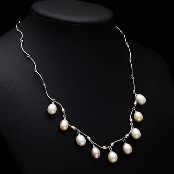 Moda naravnih Sladkovodnih pearl obesek za ogrlico ženske Multi-bead pearl obesek ogrlica verige poročne darilo