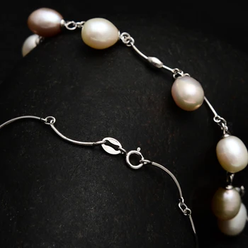 Moda naravnih Sladkovodnih pearl obesek za ogrlico ženske Multi-bead pearl obesek ogrlica verige poročne darilo