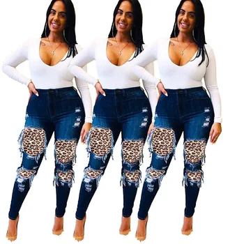 2020 Jeseni Mode Leopard, Tiskanje Votlih Iz Ženske Jeans Visoko Pasu Gumb Zadrgo Letenje Svinčnik Hlače, Primerna High Street Wear