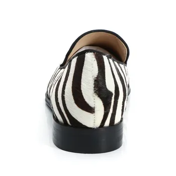 Qianruiti Ročno izdelan iz konjske Žime Moški Čevlji Slip-on Zebra Maturantski Dnevno Obutev Modno Oblikovanje Priložnostne Čevlji za Moške EU39-47