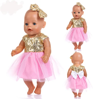 Zlata Sijaj in obleka Primerna Za novorojenčka otroka 43 cm Lutka Obleko Lutka Pribor Za 17inch Baby Doll