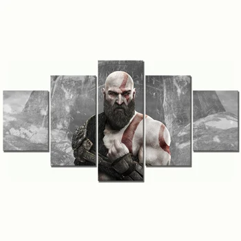 Wall Art Slike Platna, Plakati, 5 Plošči Kratos Bog Vojne 4 ARPG Igra Doma Dekoracijo Abstraktnega Slikarstva HD Natisnjeni Foto Okvir