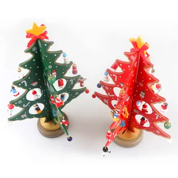 Ustvarjalne DIY Lesene Božično Drevo Okraski za Božično Darilo Okras Božič Drevo Tabela Namizno Dekoracijo