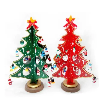 Ustvarjalne DIY Lesene Božično Drevo Okraski za Božično Darilo Okras Božič Drevo Tabela Namizno Dekoracijo
