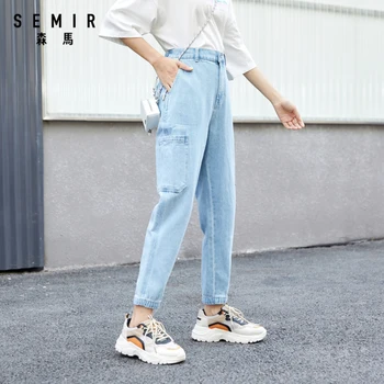 SEMIR Kavbojke ženske trend 2020 poletje v novi luči-barva kavbojke jogging hlače korejski tanek Jeans ženska