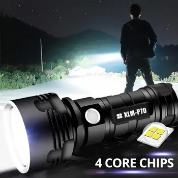 1Pc Super Močna LED Svetilka L2 P70 Taktično Svetilko USB Polnilne Linterna Vodotesna Svetilka Ultra Svetla Luč za Kampiranje