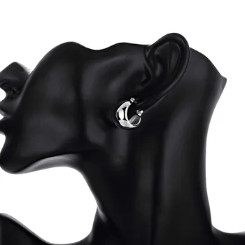 Vroče Prodajo 925 Sterling Srebro Pol Krog Uhani za Ženske, Modni Nakit Uho Sponke Vrh Kakovosti