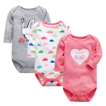 3/paket Baby Boy dekliška Oblačila Newborn Baby Bodysuits Dolgimi Rokavi, spodnje Perilo, Pižame Pomlad Jesen Vrh Kakovosti Dojenčke jumpsuit
