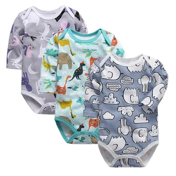 3/paket Baby Boy dekliška Oblačila Newborn Baby Bodysuits Dolgimi Rokavi, spodnje Perilo, Pižame Pomlad Jesen Vrh Kakovosti Dojenčke jumpsuit