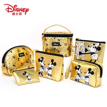 Disney Minnie Mouse prenosno kozmetično do vrečko večnamenski shranjevanje kovancev, zlato zaporno torbici risanka Mickey Mouse Ličila PU
