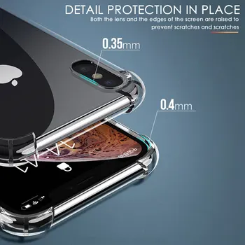 10 KOS Shockproof Silikonski Primeru Telefon Za iPhone 7 8 6 6S Plus 7 Plus 8 Plus XS Max XR 11 Primeru prosojna Zaščita Zadnji Pokrovček