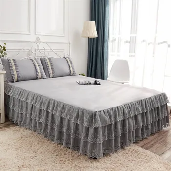 1/3pcs čipke posteljo krilo, bež barve princess postelja stanja kritje elastična bedskirt dvojna postelja prahu modra posteljnina domačega tekstilnega dekor