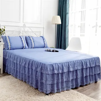 1/3pcs čipke posteljo krilo, bež barve princess postelja stanja kritje elastična bedskirt dvojna postelja prahu modra posteljnina domačega tekstilnega dekor