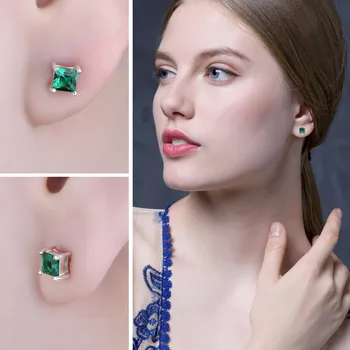 JewelryPalace Ustvarili Nano Smaragdno Stud Uhani 925 Sterling Srebrni Uhani Za Ženske Dragih Kamnov, Korejski Earings Modni Nakit