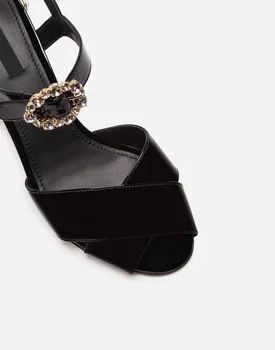 Razkošno kristalno močen nizko peto, prečni trak diamanti sponke močen pete sandali, ženska poletje močen pete sandali