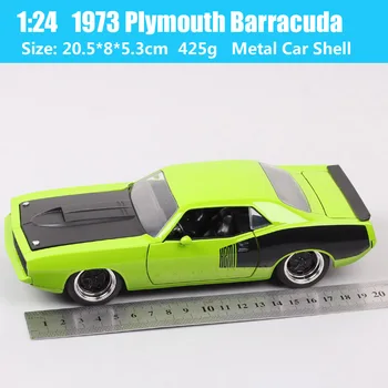 1/24 Obsega Letnik Jada 1973 Plymouth Barracuda Diecast Igrača Za Vozila, Kovinski Ponija Auto Mišice Dirkalnika Model Hobi Zbirateljstvo