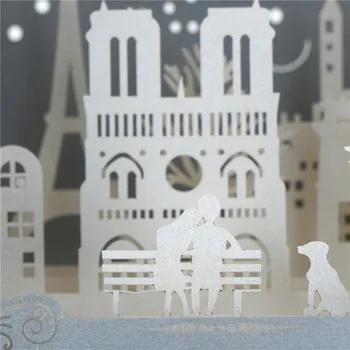 3D Vabilo Kartice Votlo Noč Pogled Ročno Parizu Razglednice Razglednice Ljubezen Kartice Nič Retro Papir, Kartice